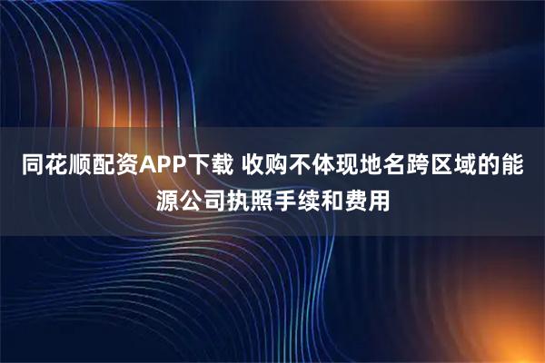 同花顺配资APP下载 收购不体现地名跨区域的能源公司执照手续和费用